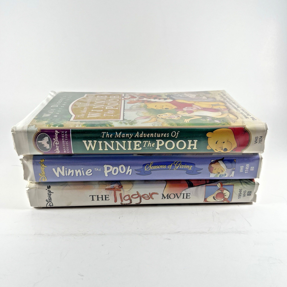 Disney Winnie the Pooh VHS Lot Many Adventures Tigger Movie Season Giving 3 Pack